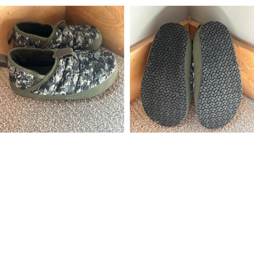 The North Face Kids Camouflage Slippers - Green and Black